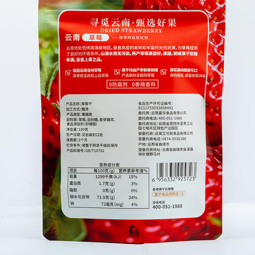 【积分兑换】嘉华 草莓干果脯果干零食100g单袋装 商品图2