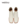 westory2020冬季新款真皮漆皮高跟靴英伦风切尔西靴女W20DS80121 商品缩略图3