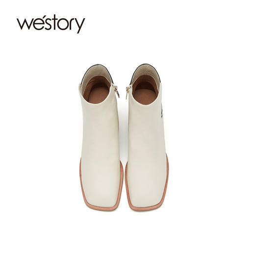 westory2020冬季新款真皮漆皮高跟靴英伦风切尔西靴女W20DS80121 商品图3