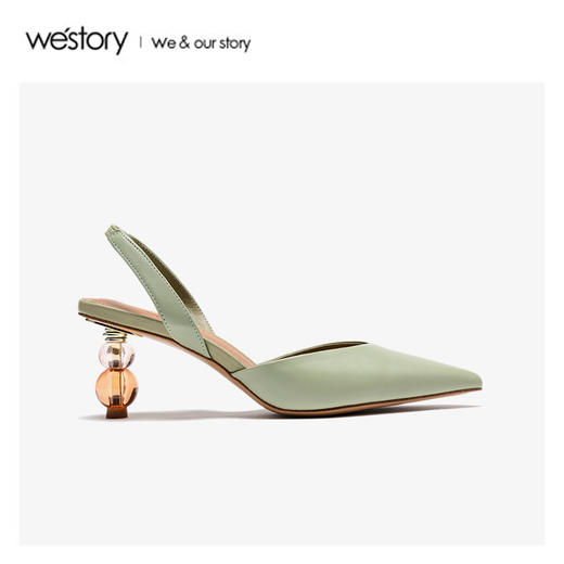 westory2020春季新款包头时髦Slingback尖头高跟鞋女W20AH51421 商品图2