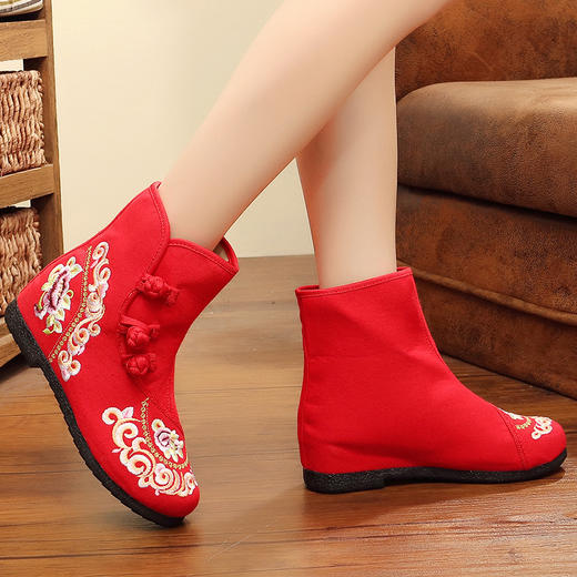 SJZ-12-21绣花靴子民族风秋冬流行女鞋外贸女鞋内增高中靴 商品图3