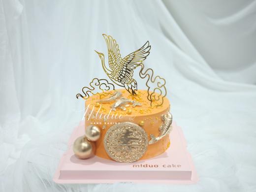祝寿款祥云仙鹤贺寿蛋糕如图款式新鲜水果动物性淡奶油