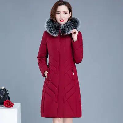 WE5530大毛领羽绒棉中长款气质修身显瘦保暖棉服 商品图0