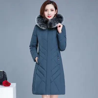 WE5530大毛领羽绒棉中长款气质修身显瘦保暖棉服 商品图1