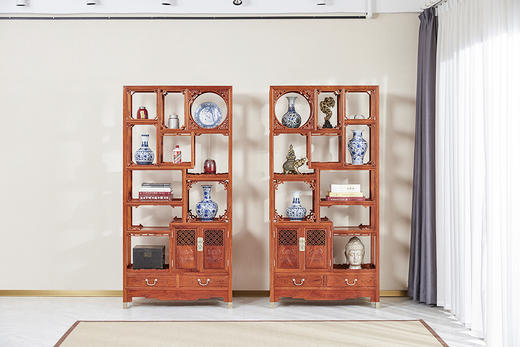 红桥红  家具严选  缅甸花梨（大果紫檀）  【200 福庆有余 博古架】 商品图1