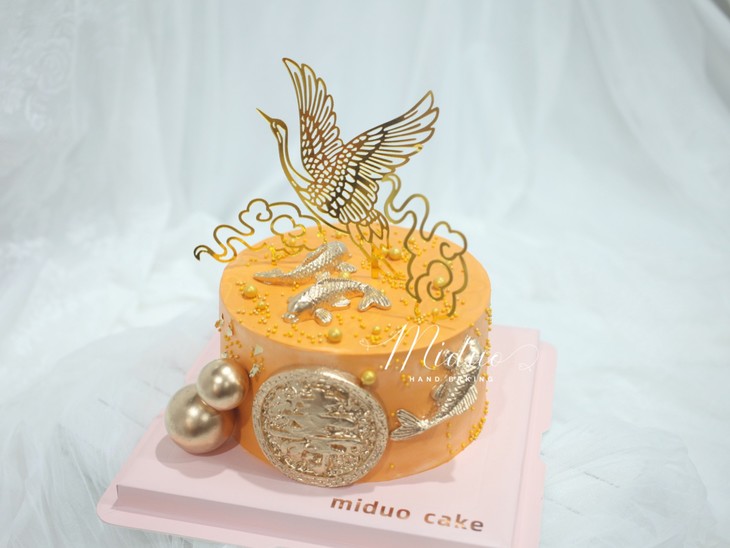 祝寿款祥云仙鹤贺寿蛋糕如图款式新鲜水果动物性淡奶油