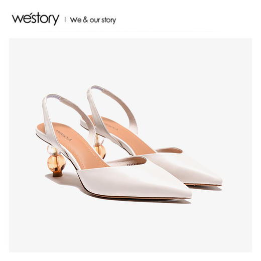 westory2020春季新款包头时髦Slingback尖头高跟鞋女W20AH51421 商品图0