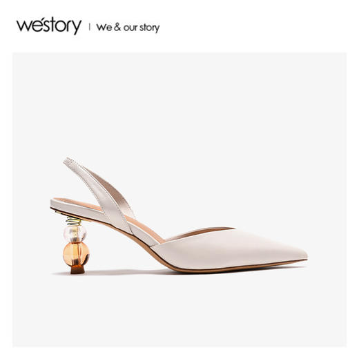 westory2020春季新款包头时髦Slingback尖头高跟鞋女W20AH51421 商品图1