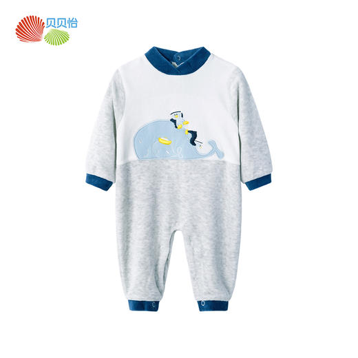 贝贝怡婴幼儿男童保暖洋气连身衣哈衣爬服连体衣 商品图5