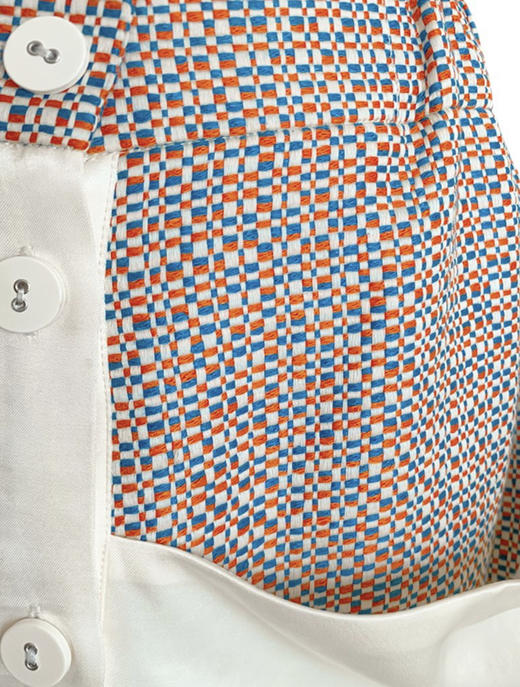 TYNVIE 大插袋高低裙摆半身裙 - 橘蓝拼色 商品图5