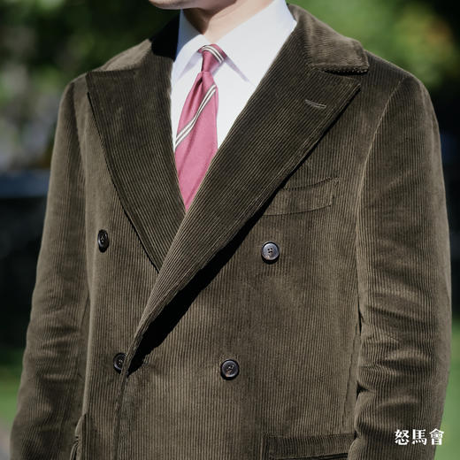 Hardy Minnis Eskdale 700克灯芯绒棉绿色马球大衣 商品图3