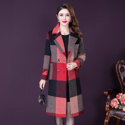 YMR8287新款时尚洋气百搭中长款毛呢大衣外套 商品图3