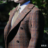 Hardy Minnis Harris Tweed Cheviot 羊毛格纹暖棕色马球大衣 商品缩略图5