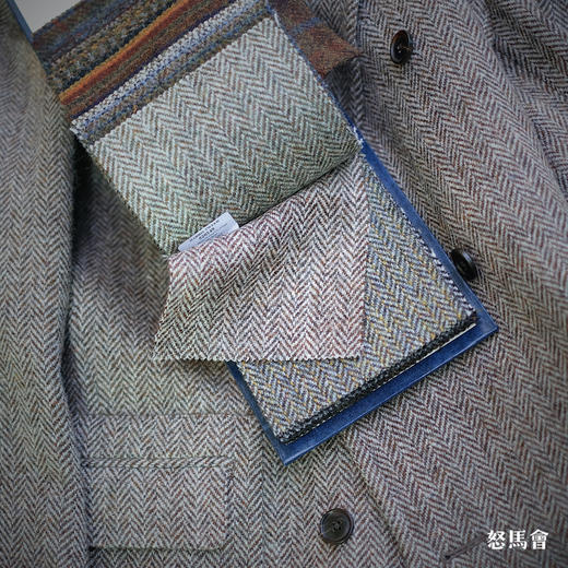 Hardy Minnis Harris Tweed Cheviot 羊毛人字纹咖啡色马球大衣 商品图11