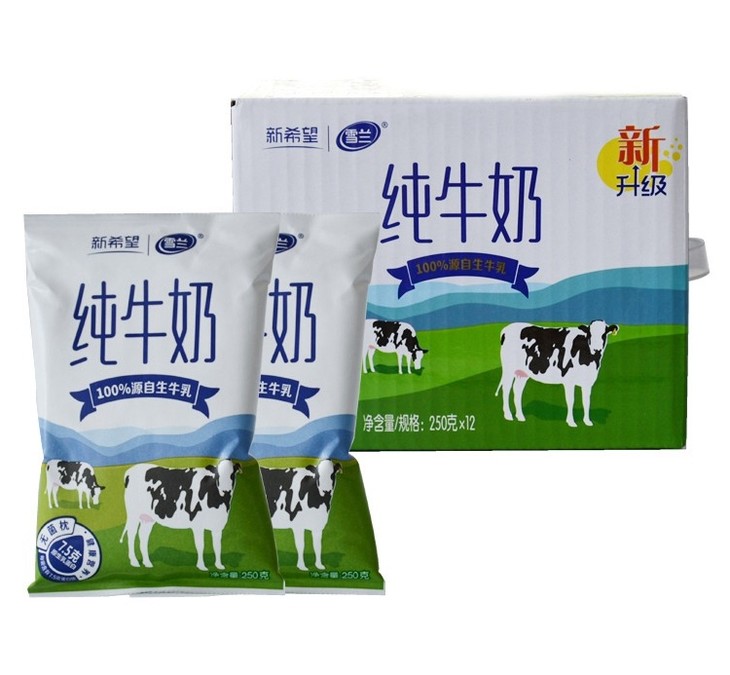 bn雪兰利乐枕纯牛奶250ml