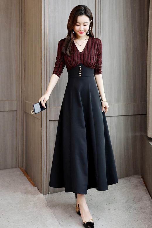 WZNH-AZRN8688-1舒适时尚简约气质长裙百搭连衣裙 商品图5