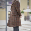 Hardy Minnis Harris Tweed Cheviot 羊毛格纹暖棕色马球大衣 商品缩略图4