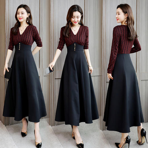 WZNH-AZRN8688-1舒适时尚简约气质长裙百搭连衣裙 商品图1