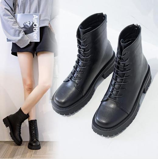 马丁靴女鞋秋季女靴短靴骑士靴ann冬款皮靴子冬季女靴平底
