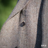 Hardy Minnis Harris Tweed Cheviot 羊毛人字纹咖啡色马球大衣 商品缩略图8