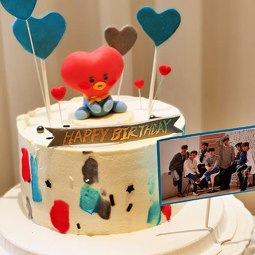 【甜久荟 应援BTS防弹少年】应援蛋糕 我的快乐也是爱豆的快乐 可根据不同爱豆定制 好吃又健康祝福祝寿蛋糕 商品图1