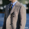 Hardy Minnis Harris Tweed Cheviot 羊毛人字纹咖啡色马球大衣 商品缩略图3