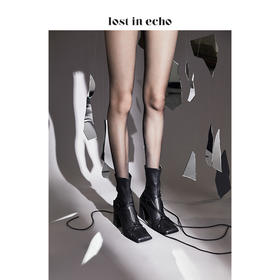 【微瑕疵不退不换】lost in echo x YOEYYOU原创设计师方头弹力皮革绑带3色短靴