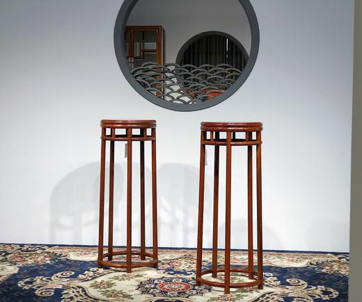 红桥红  家具严选  缅甸花梨（大果紫檀）  【90 直棂竹节式  五足花架】 商品图1