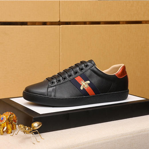 【一】GUCCI 古驰 Ace系列 男士刺绣运动鞋 黑色 429446 02JP0 1284 商品图1