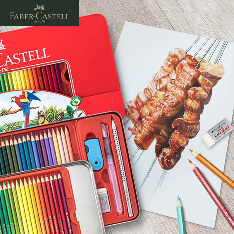 德国辉柏嘉 红系列 鹦鹉铁盒水溶性彩色铅笔 24/36/48/60/72色