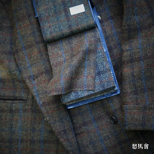 Hardy Minnis Harris Tweed Cheviot 羊毛格纹暖棕色马球大衣 商品图13