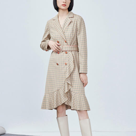 裁缝学苑AG96长袖荷叶边西装秋款连衣裙纸样 女装长裙服装裁剪图 商品图1