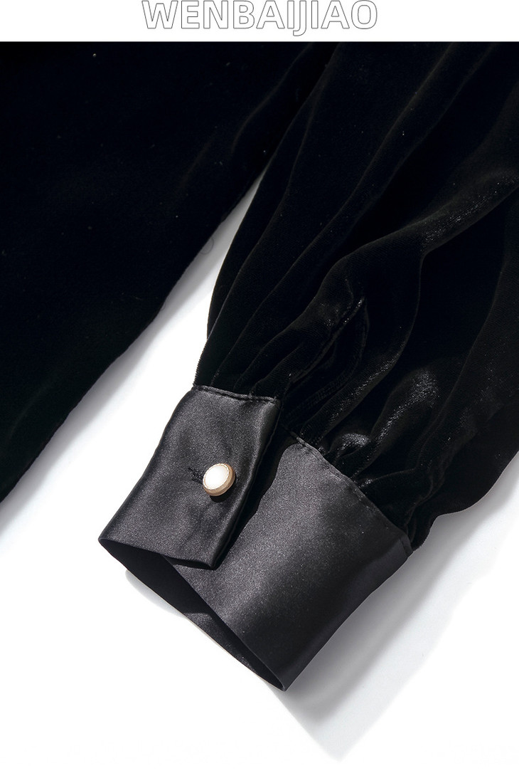 新款时尚黑色金丝绒打底衫yym7851