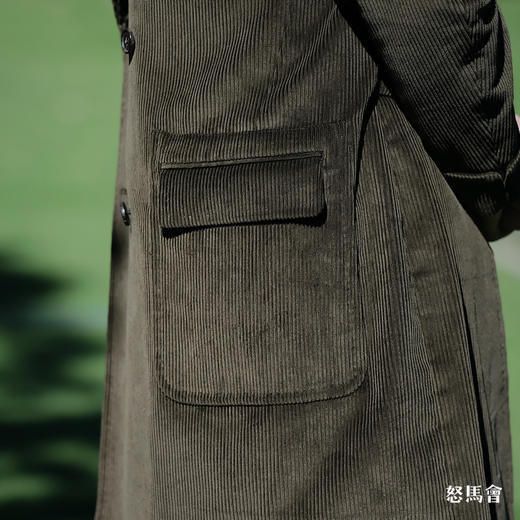 Hardy Minnis Eskdale 700克灯芯绒棉绿色马球大衣 商品图6