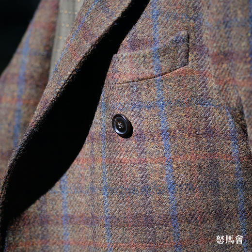 Hardy Minnis Harris Tweed Cheviot 羊毛格纹暖棕色马球大衣 商品图10