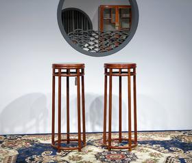 红桥红  家具严选  缅甸花梨（大果紫檀）  【90 直棂竹节式  五足花架】