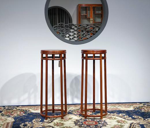 红桥红  家具严选  缅甸花梨（大果紫檀）  【90 直棂竹节式  五足花架】 商品图0