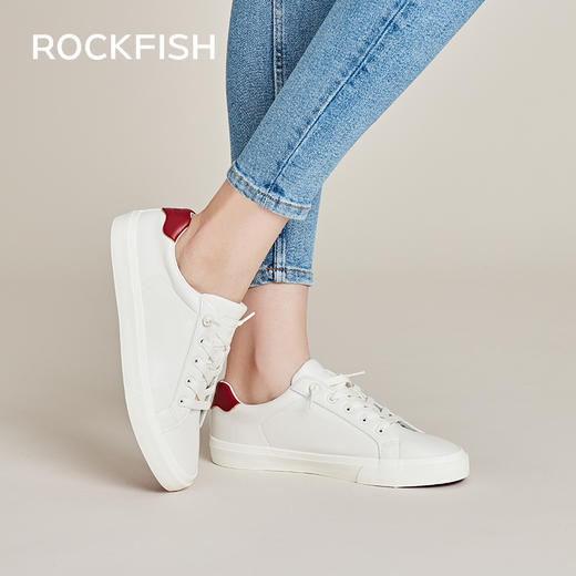 rockfish775皮面懒人一脚蹬超纤休闲小白鞋