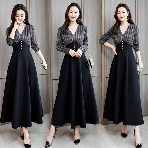 WZNH-AZRN8688-1舒适时尚简约气质长裙百搭连衣裙 商品图0