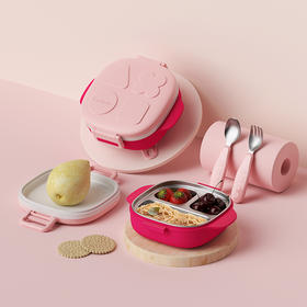 octoto奥克兔兔儿童餐具套装宝宝餐盘保温不锈钢外出便携碗餐盒