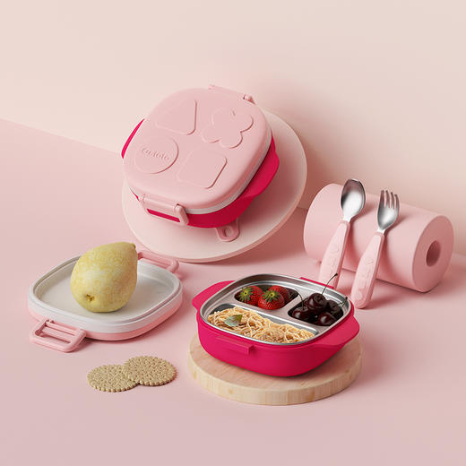 octoto奥克兔兔儿童餐具套装宝宝餐盘保温不锈钢外出便携碗餐盒 商品图0