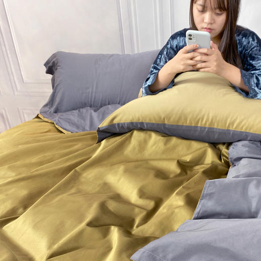 京彩纯棉素色拼色四件套 商品图5