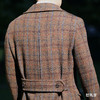 Hardy Minnis Harris Tweed Cheviot 羊毛格纹暖棕色马球大衣 商品缩略图6