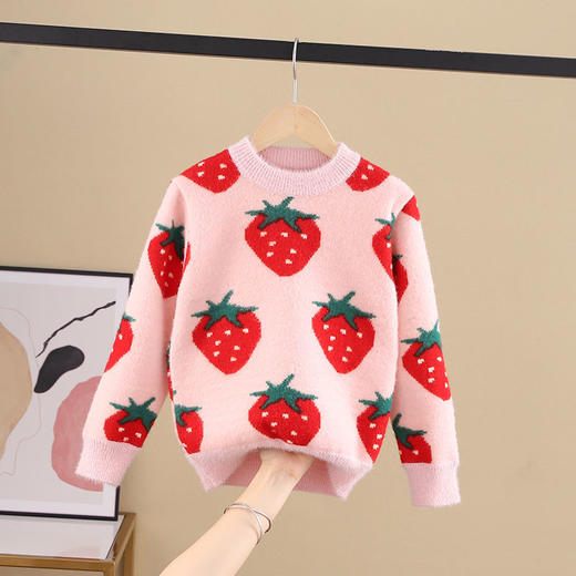 女童毛衣儿童仿貂绒针织套头新款洋气秋冬宝宝加绒保暖水貂打底衫 商品图3