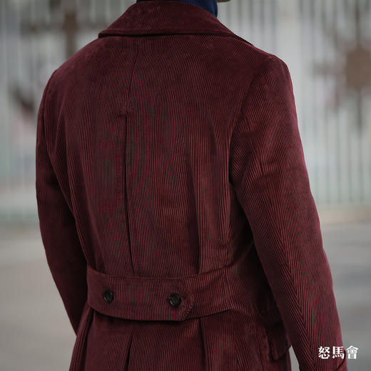 Hardy Minnis Eskdale 700克灯芯绒棉酒红色马球大衣 商品图5