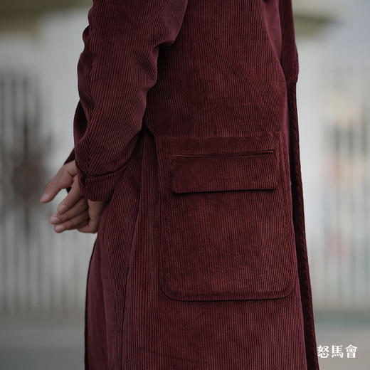 Hardy Minnis Eskdale 700克灯芯绒棉酒红色马球大衣 商品图2