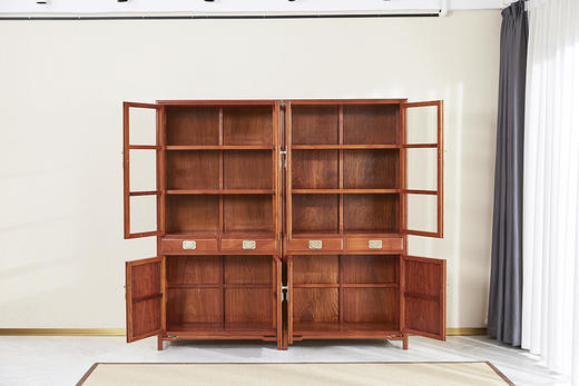 红桥红  家具严选  缅甸花梨（大果紫檀）  【196层架形明式玻璃书柜  全独板】 商品图2