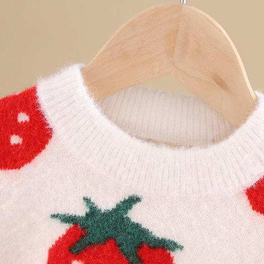 女童毛衣儿童仿貂绒针织套头新款洋气秋冬宝宝加绒保暖水貂打底衫 商品图4
