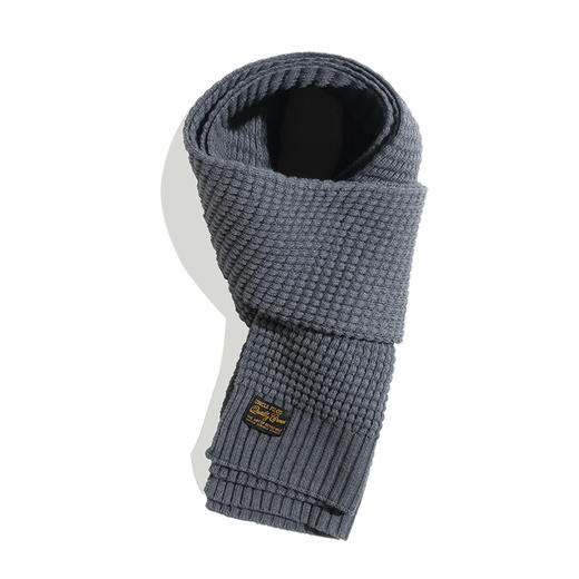 马登工装 美式复古浅灰针织毛线围巾秋冬含羊毛纯色保暖围脖男潮 商品图4