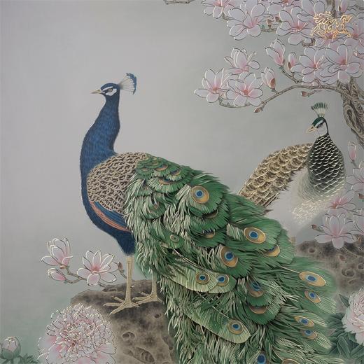 铜师傅 手工錾刻 铜雕画《孔雀富贵图(中号)》装饰画 玄关画 壁画 商品图4